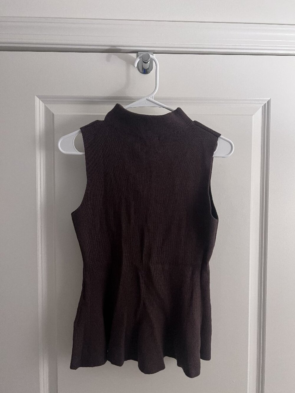NWT Stitches + Stripes High Neck Peplum Sweater Tank in Brown - Size M